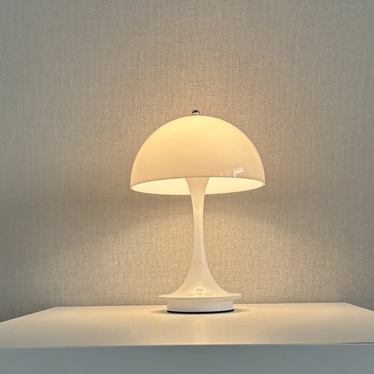 Wireless Small Mushroom LED Table Lamp Portable USB Charging Touch Night Light for Bedside Hotel Bar Coffee Decorative